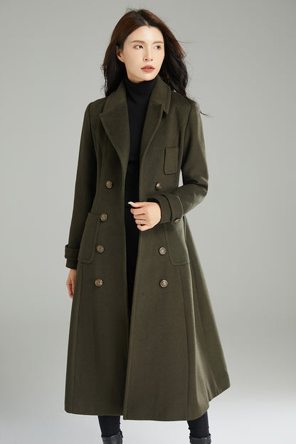 Women Double-breasted Wool Coat C2995