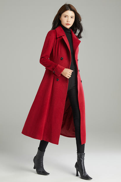 Autumn Winter Red Wool Coat C2996