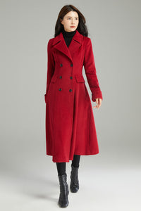 Autumn Winter Red Wool Coat C2996