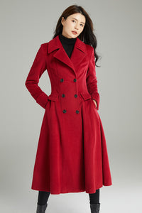 Autumn Winter Red Wool Coat C2996