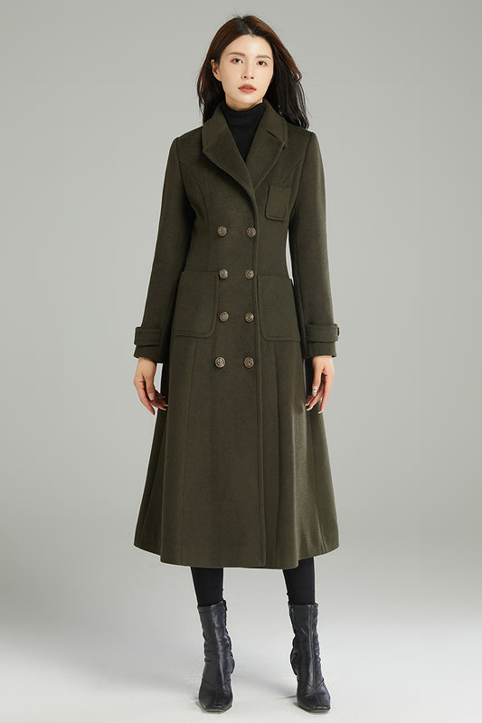 Women Double-breasted Wool Coat C2995