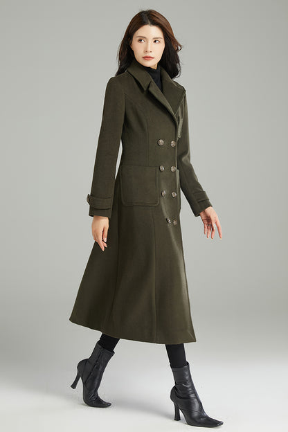 Women Double-breasted Wool Coat C2995