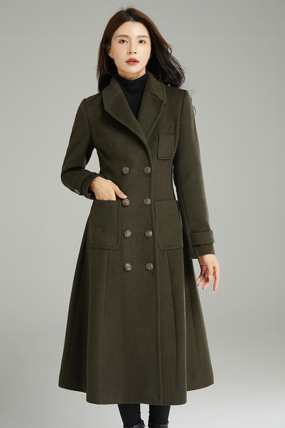 Women Double-breasted Wool Coat C2995