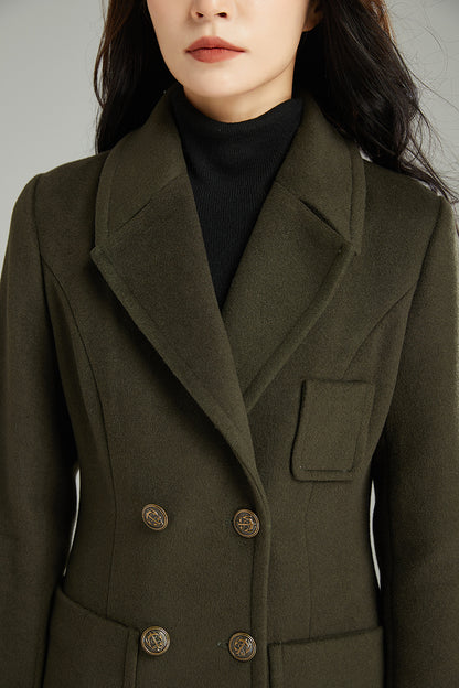 Women Double-breasted Wool Coat C2995