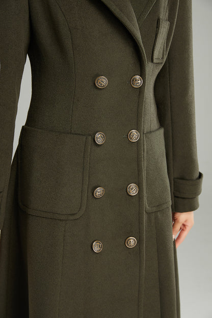 Women Double-breasted Wool Coat C2995