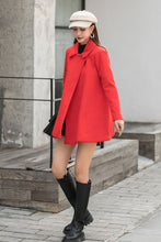 Load image into Gallery viewer, Red Cape coat, Vintage Inspired Women&#39;s Cashmere Wool Cape Coat C253901
