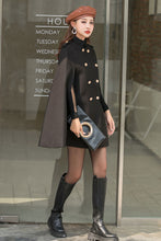 Load image into Gallery viewer, Black Winter Wool Cape Coat, Wool Cloak Coat, Oversized Poncho Jacket C254001
