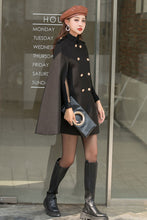 Load image into Gallery viewer, Black Winter Wool Cape Coat C2540,Size S #CK2101502
