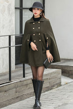 Load image into Gallery viewer, Army Green Thicken Wool Cape Coat for Women, Oversized Winter Cloak Coat C254101

