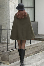 Load image into Gallery viewer, Army Green Thicken Wool Cape Coat for Women, Oversized Winter Cloak Coat C254101
