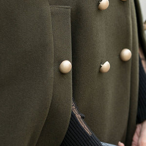 Army Green Wool Cloak Coat C2541,Size XS #CK2101503