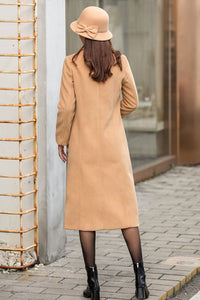 Camel Long Wool Jacket Coat C2543,Size S #CK2101480