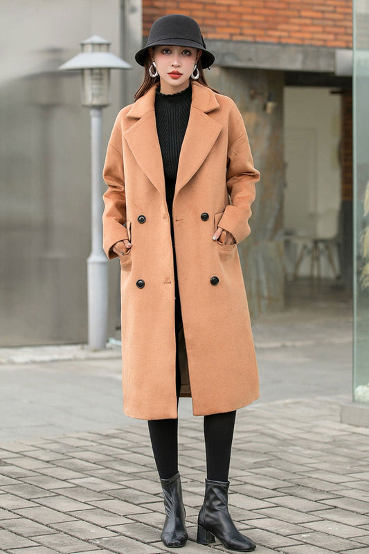 Women's Winter Double-breasted Wool Coat C2550-Size S #CK2101508