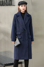 Load image into Gallery viewer, Navy Blue Warm Wool Coat C2544,Size S #CK2101504
