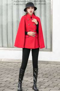 Vintage Inspired Wool Cape Coat C2545,Size S #CK2101505