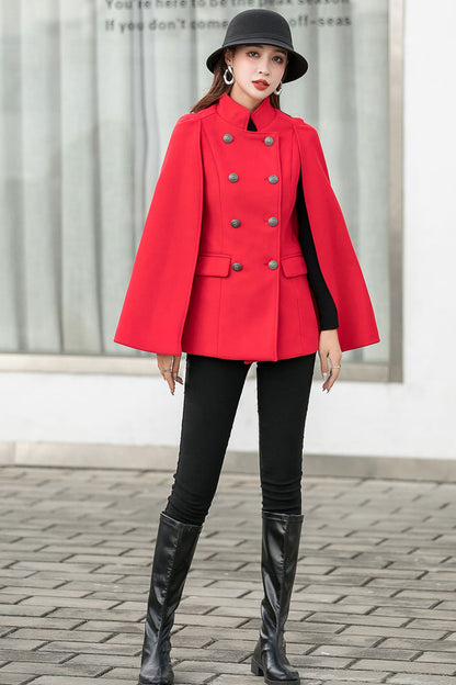 Vintage Inspired Women's Cashmere Wool Cape Coat C254501