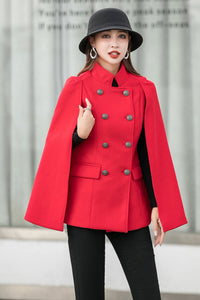 Vintage Inspired Wool Cape Coat C2545,Size S #CK2101505