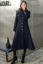 Load image into Gallery viewer, Retro Blue Long Wool Coat C2582,Size XS #CK2101397
