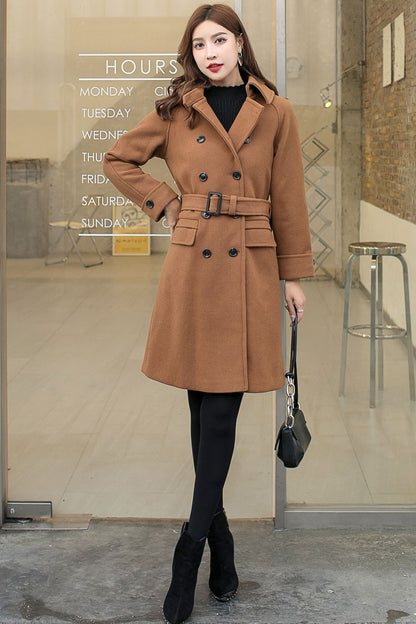 Winter Wool Coat Women, Long Wool Coat C2591