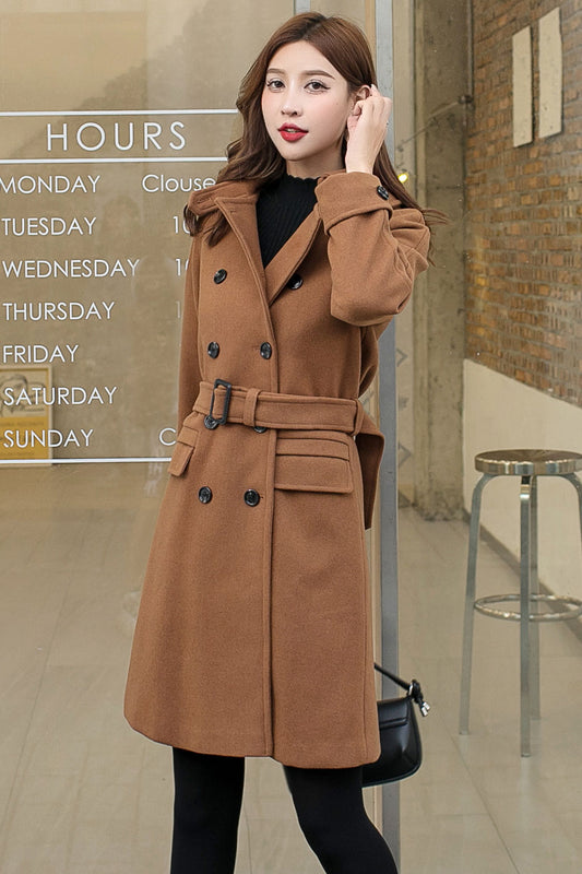 Winter Wool Coat Women, Long Wool Coat C2591