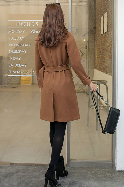 Winter Wool Coat Women, Long Wool Coat C2591
