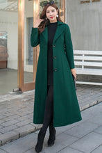Load image into Gallery viewer, Green Long Wool Trench Coat C2583
