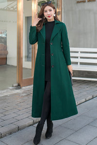 Green Long Wool Trench Coat C2583