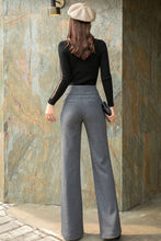 Load image into Gallery viewer, Gray wool pants, Long wool pants, High waist pants C254801
