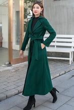 Load image into Gallery viewer, Green Long Wool Trench Coat C2583
