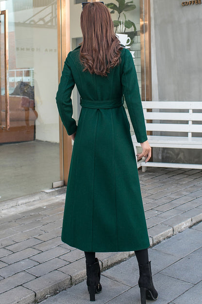 Green Long Wool Trench Coat C2583
