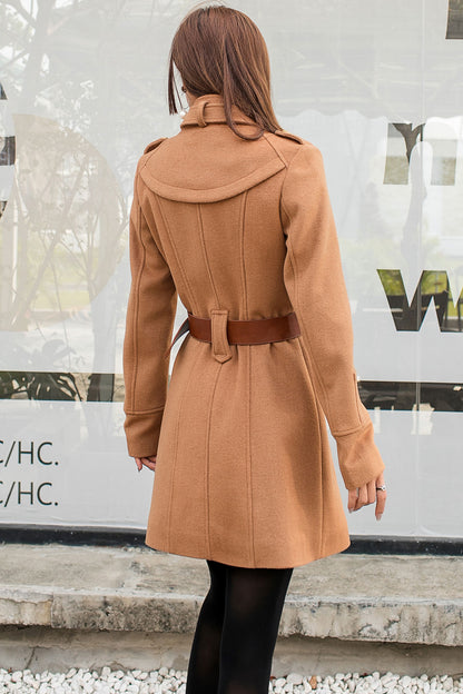 Double Breasted Wool Trench Coat C2586