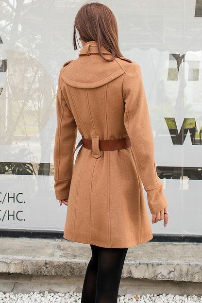 Double Breasted Wool Trench Coat C2586,Size XS #CK2101483