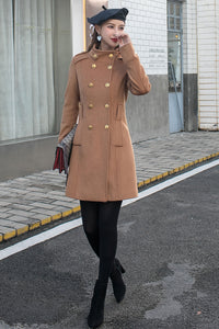 Double Breasted Wool Trench Coat C2586
