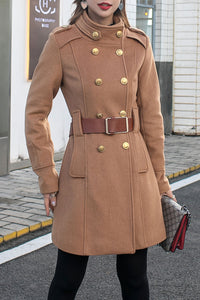Double Breasted Wool Trench Coat C2586