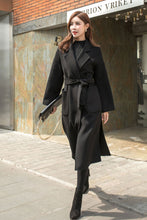 Load image into Gallery viewer, Black Women Long Wool Coat C2564,Size XS #CK2101433
