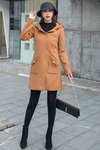 Load image into Gallery viewer, Camel Women&#39;s Wool Coat with Hood C2589
