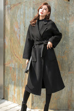 Load image into Gallery viewer, Black Women Long Wool Coat C2564,Size XS #CK2101433
