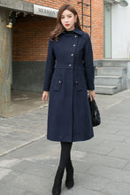 Load image into Gallery viewer, Navy Blue Uniform Wool Coat Women C2566
