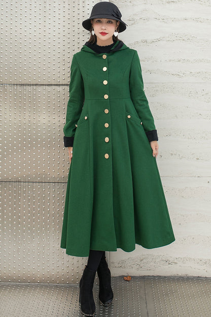 Vintage Inspired Long Wool Princess Coat C2590