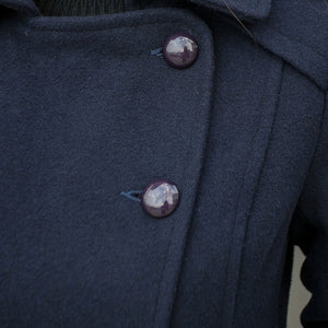 Navy Blue Uniform Wool Coat Women C2566