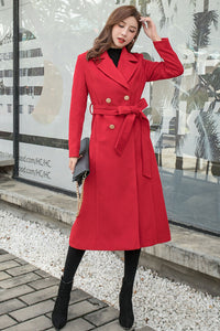 Belted Coat, Double Breasted Wool Coat C2567