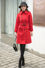 Load image into Gallery viewer, Red Belted Coat, Military Coat C2568
