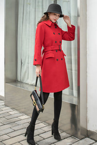 Red Belted Coat, Military Coat C2568,Size M #CK2101408