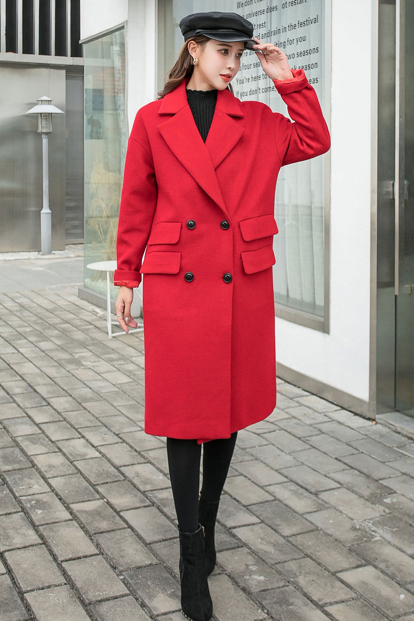 Ylistyle Women's Double-Breasted Wool Coat