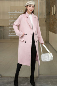 Pink Wool Coat Women C2573, Size 165-US06 #CK2101413