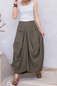 Women Oversize Linen Maxi Summer Casual Long Skirt C2804#CK2201395