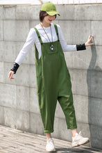 Load image into Gallery viewer, Women Green Linen Overalls C2749
