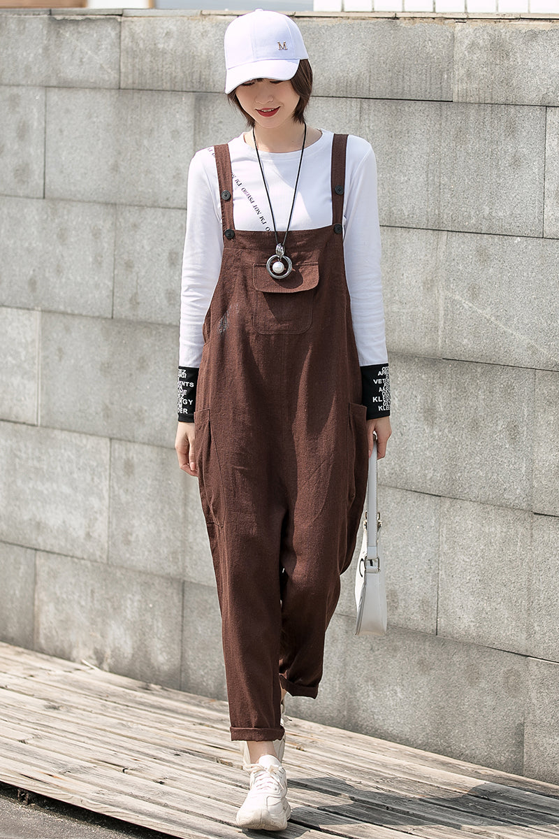 Casual Loose Linen Overalls C2750#CK2200730
