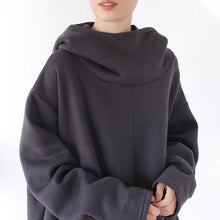 Load image into Gallery viewer, Loose Fit Hooded Cotton Dress Coat With Asymmetrical Hem C2452
