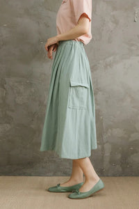 Summer Women Casual Cotton Linen Skirt C2869